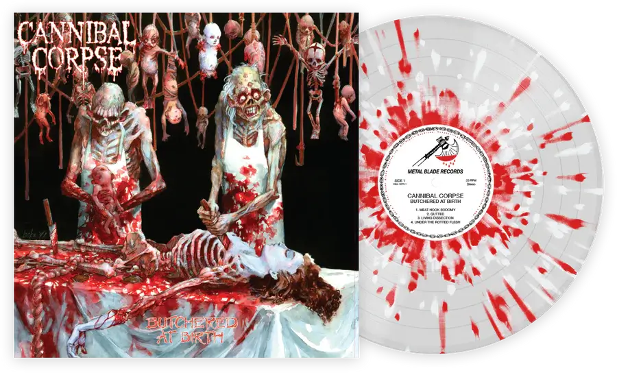 CANNIBAL CORPSE 'BUTCHERED AT BIRTH' LP - CLEAR/RED/WHITE/SPLATTER - Image 2