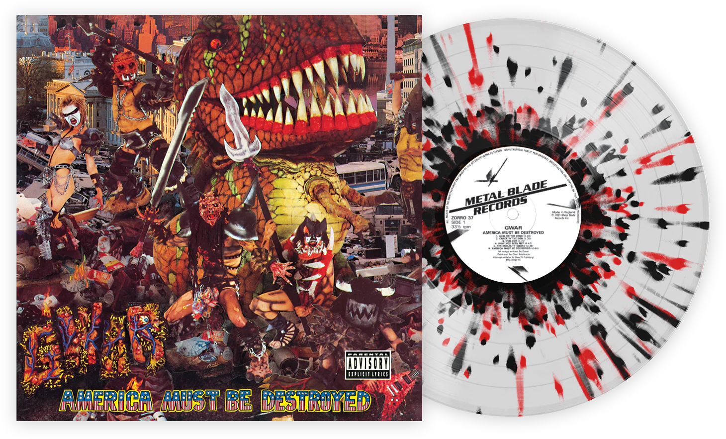 GWAR 'AMERICA MUST BE DESTROYED' LP - CLEAR/RED/BLACK/SPLATTER