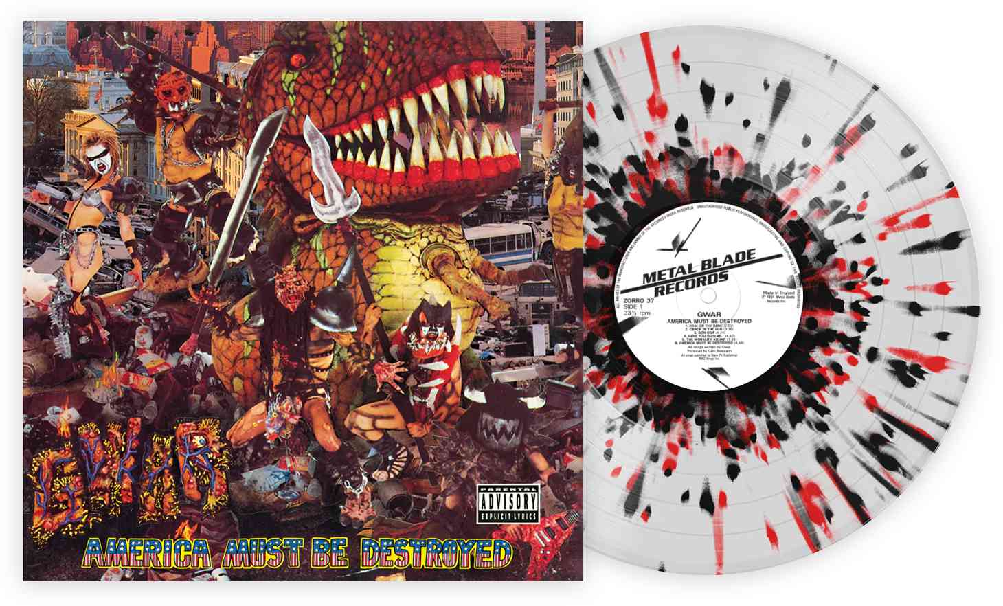 GWAR 'AMERICA MUST BE DESTROYED' LP - CLEAR/RED/BLACK/SPLATTER - Image 2