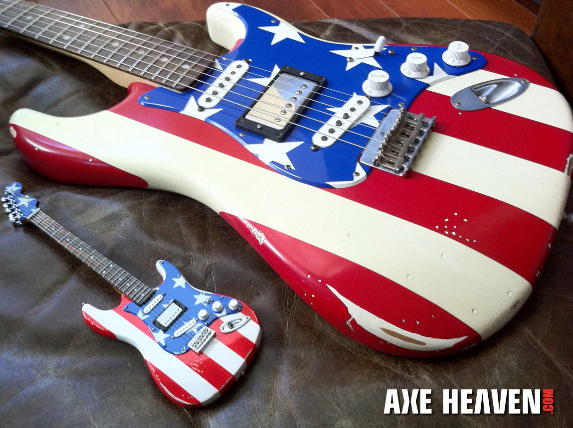 WAYNE KRAMER MINI STARS N' STRIPES USA FLAG FENDER™ STRAT™ GUITAR REPLICA - OFFICIALLY LICENSED - Image 5